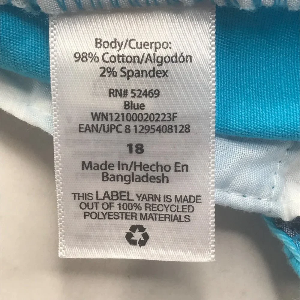 Wonder Nation Boy's Size 18 Adjustable Waist Blue Shorts New With Tags